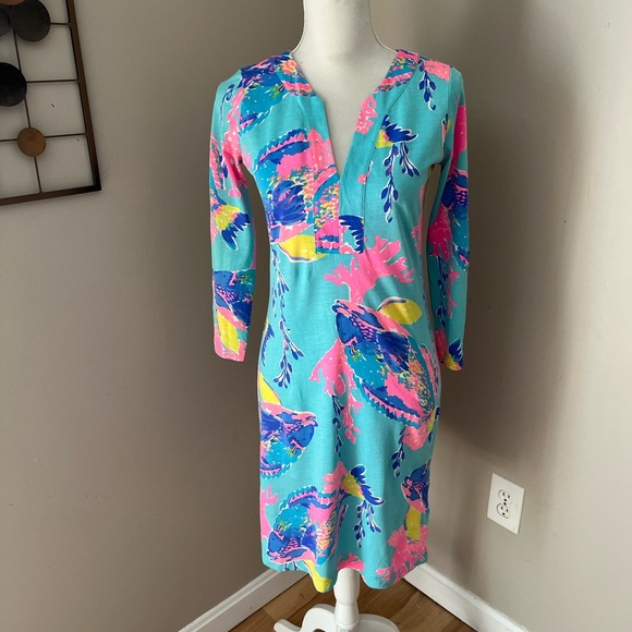 Lilly Pulitzer “Riva” Dress in “Shorely Blue Fish” XS - Picture 2 of 11